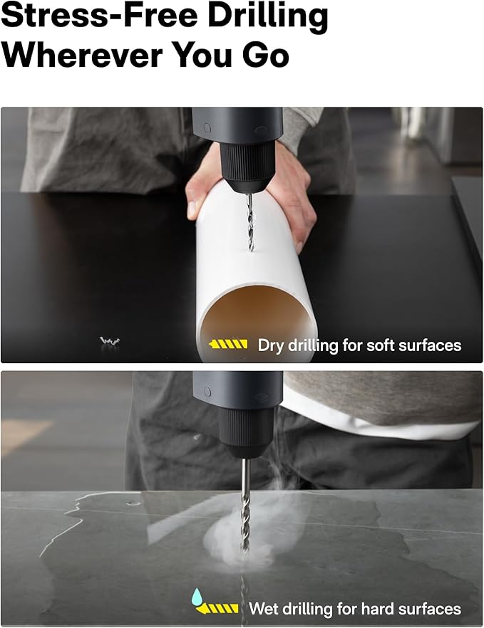 HOTO 16V Brushless Power Drill, 50 N·m High Torque with Smart Display, Auto Mode and LED Light, 10 Bits, 5 Drill Bits, 3/8” Keyless Chuck, Two Working Modes, Perfect for Home Repairs and Projects