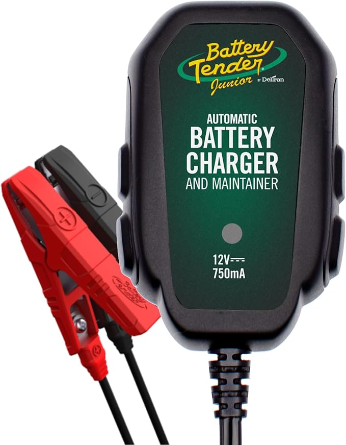 Battery Tender Junior 12V, 750mA Charger and Maintainer: Automatic 12V Powersports for Motorcycle, ATVs, and More - Smarter Than a Trickle Charger - 021-0123