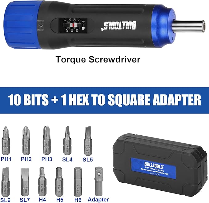 BULLTOOLS Torque Screwdriver Wrench Set, 10 to 70 Inch Pounds Torque Wrench Set for Bike Repairing and Mounting