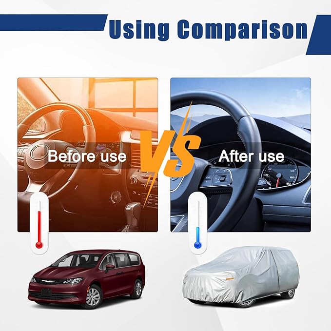 Kayme 6 Layers Car Cover Custom Fit for Chrysler Voyager/Pacifica (1999-2025) Waterproof All Weather for Automobiles, Outdoor Full Cover Rain Sun UV Protection.Silver