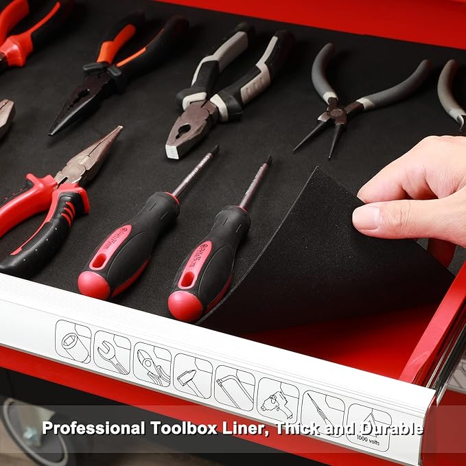 CASOMAN Professional Tool Box Liner and Drawer Liner - 24 inch (Wide) x 24 feet (Long), Non-Slip,Easy Cut, Black