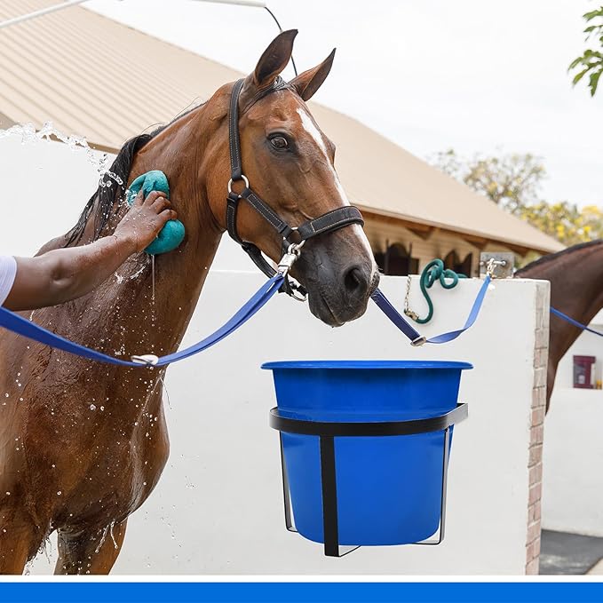 4 Pcs Heavy Duty Metal Bucket Holder 5 Gallon Horse Water Feed Bucket Holder Pre Installed Pail Accessories Wall Mount Hang Organizer for Horse Stalls Barn Farmhouse Supplies