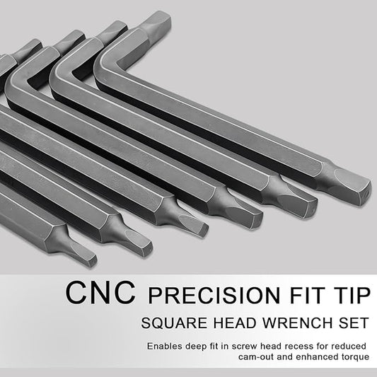 6Pcs Square Head Wrench Set L Shape Square Head Allen Wrench S2 Steel Square Key Kit, SQ1 SQ2 SQ2.74 SQ3 SQ4 SQ5