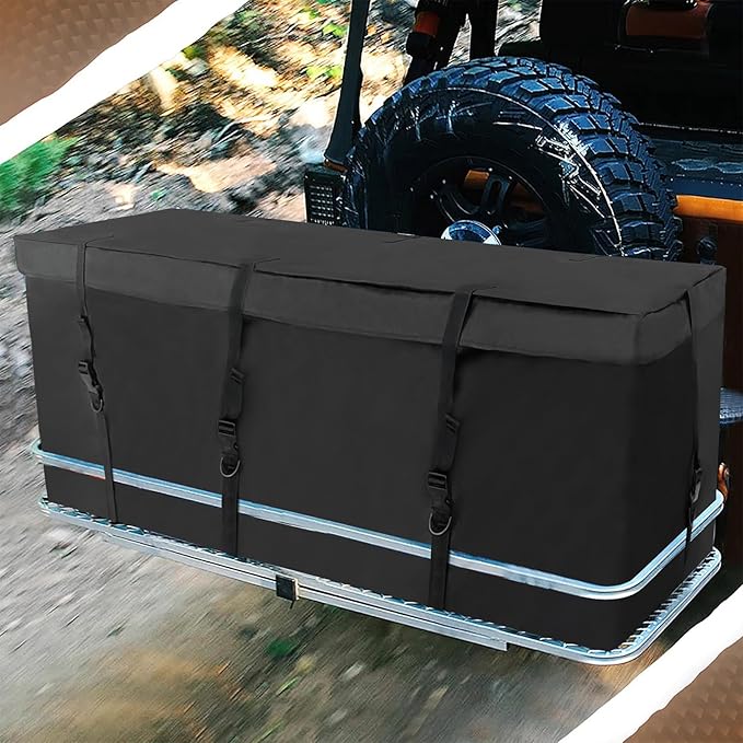 Waterproof Cargo Bag for Hitch Carrier 12.5 Cubic Feet Cargo Bag for Hitch Carrier,600D PVC Vehicle Soft-Shell Carriers with 8 Reinforced Straps,Storage Bag