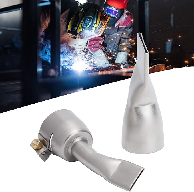 Welding Gun Nozzle 2Pcs Flat Welder Tip Heat Gun Nozzles, Stainless Steel Hot Air Gun Nozzle 20mm Small 40mm Large Tip for Welder Tool, Flat Tip Heat Gun Nozzle for Plastic Welding