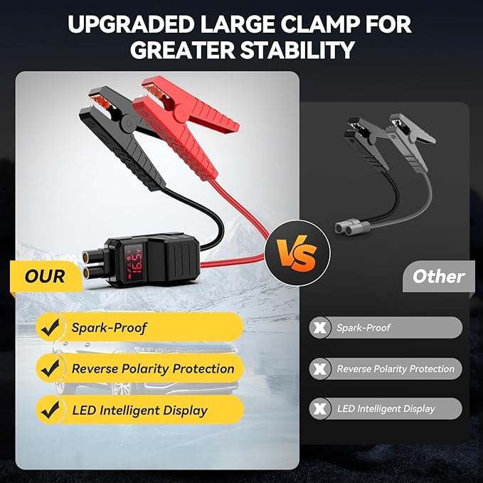 Jump Starter with Air Compressor, 8000A 160PSI Jump Starter Pack (10.0 Gas/7.0L Diesel), 12V Car Jump Starter, Battery Jump Starter with Display, Smart Jumper Cables, 2 LED Light