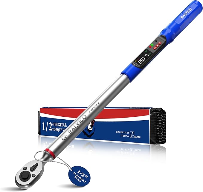 1/2 Digital Torque Wrench (12.54-250.7 Ft. Lb/ 17-340 N.m) ±2% Accuracy Dual-Direction Adjustable Torque Wrenches Digital with Vibration, Buzzer and LED Alert for Motorcycle, Auto Repair