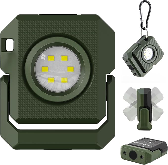 Mini Rechargeable LED Work Light, 550 Lumens Magnetic Flashlight Keychain Lights with Rotatable & Magnet Base Portable Mechanic Light for Car Repairing Outdoors Camping