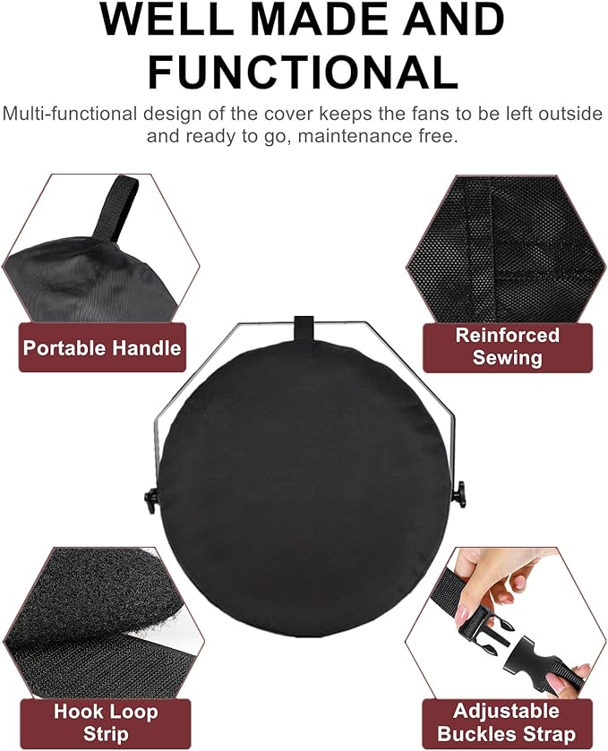 18"-22" Wall Mount Fan Cover Outdoor Waterproof, GS Alderual 600D Heavy Duty Corner Wall Mounted Oscillating and Non-Oscillating Industrial Outdoor Fan Cover for Patio, Weatherproof & Dustproof