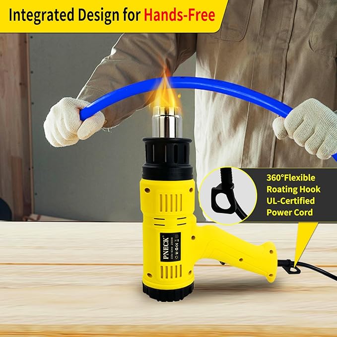 Heat Gun 2000W with LCD Digital Display, 140°F-1202°F Variable Temperature with 2 Speeds, Heavy Duty Hot Air Gun Kit with 4 Nozzles for Crafts, Shrinking PVC, Stripping Paint