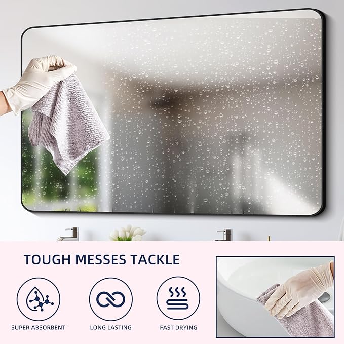 & PLUSH Microfiber Cleaning Cloth Roll - 50 Pack, Tear Away Microfiber Towels, 12" x 12", Reusable, Washable, Streak Free, Ultra Absorbent Dish Rags for Car, Home, Garage or Shop (Grey)