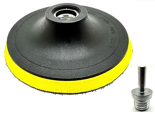 1 Pack 5" Hook and Loop Backing Pads Foam Backer Pad with 5/8”-11 – 5 inch Backup Pads for use with Angle Grinder or Drill Sanding Polishing Discs – Includes 1 Each 1/4" Shank Adapter