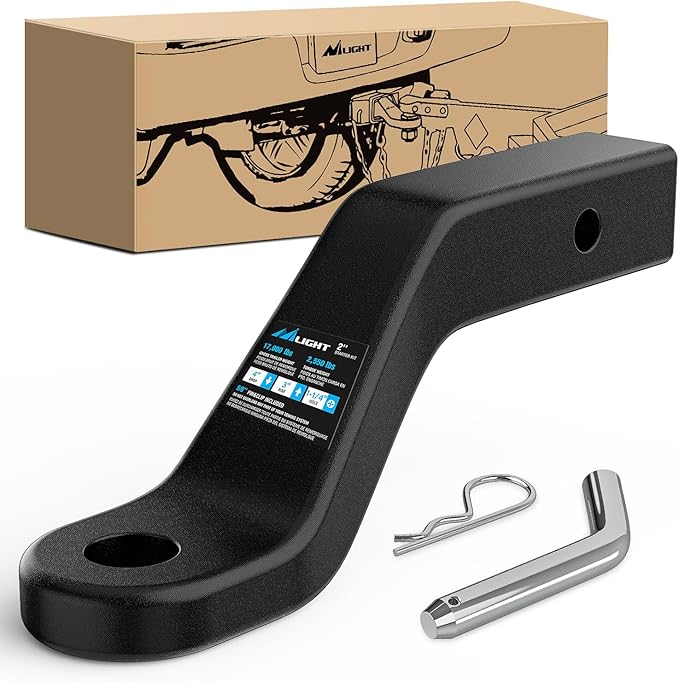 Nilight Forged Trailer Hitch Mount Fits 2 Inch Receiver Square 5/8" Hitch Pin Clip 17000 lbs 4" Drop, 1-1/4” Hole, Gloss Black Powder Coat