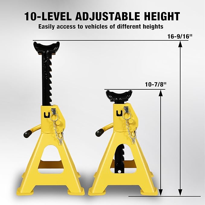 YELLOW JACKET 3 Ton Low Profile Aluminum and Steel Floor Jack with 3 Ton Double Locking Jack Stands
