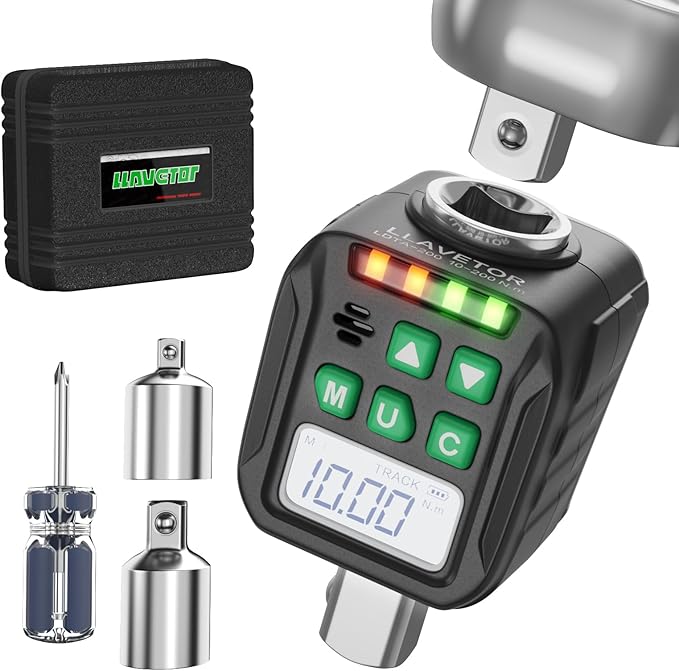 Digital Torque Wrench Adapter Set 1/2" Drive,Electric Wrenches,Snap on Digital Inch Pound Torque Wrench,1/4",3/8" Torque Adapter for Car,Motorcycle & Automotive (5-99.5 Ft-lb/6.75-135 Nm)