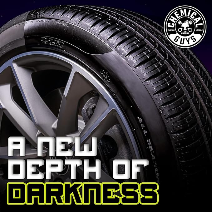 Chemical Guys Galactic Black Wet Look Tire Shine Dressing, 16 fl oz + Wonder Wave Durafoam Contoured Large Tire Dressing Applicator Pad, Pack of 2 - HOL457