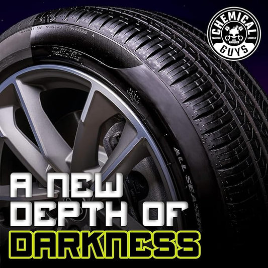 Chemical Guys Galactic Black Wet Look Tire Shine Dressing, 16 fl oz + Wonder Wave Durafoam Contoured Large Tire Dressing Applicator Pad, Pack of 2 - HOL457