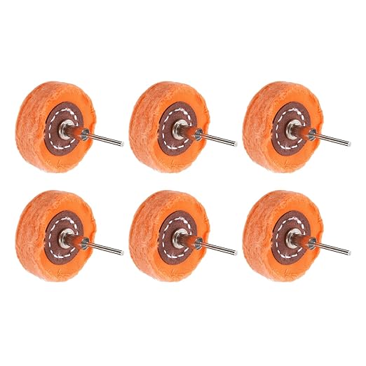uxcell 2-Inch Buffing Polishing Pad Wheel Cotton with 1/8-inch Handle for Manifold Aluminum Stainless Steel Chrome Yellow 6 Pcs