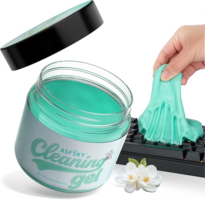 ASFSKY Car Cleaning Gel (Green,Magnolia) Cleaning Putty Universal Dust Cleaning Car Interior Cleaner Keyboard Dust Remover Car Slime Gifts for Women Girl Men（1 Pack）