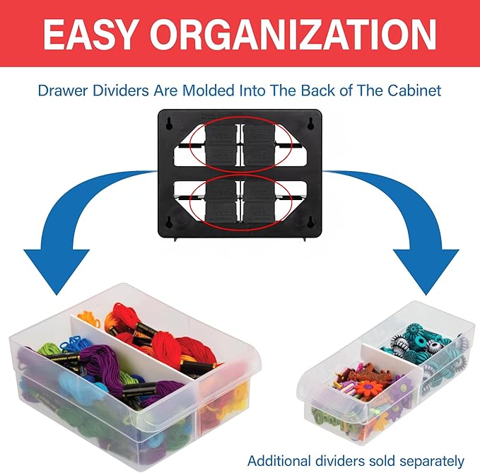 Akro-Mils 16-Drawer Plastic Drawer Storage Cabinet for Garage Organization, Beads, Makeup Organizer, Building Bricks Storage, Teacher Toolbox, 10-1/2" W x 6-1/2" D x 8-1/2" H, 10116 White