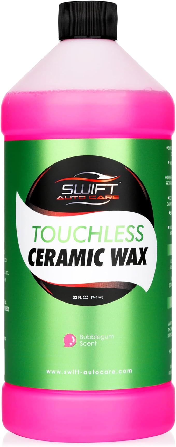 Swift Touchless Ceramic Foamable Wax (32 Oz) – Spray On/Rinse Off For High-Gloss, Hydrophobic Protective Layer | For Foam Cannon & Foam Pump Sprayer After Car Wash | Wax Cars, Trucks, RV’s & More!