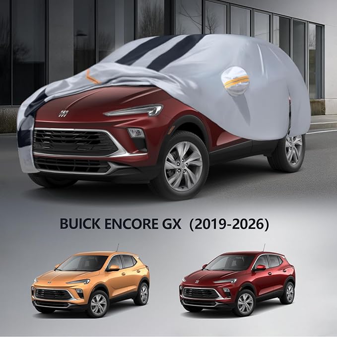 Multi-Layer Car Cover Custom Fit for Buick Encore GX(20192026), 100% Waterproof All Weather for Automobiles, Gift with Towel, Heavy Duty Car Covers for Rain Sun UV Protection with Door Zipper