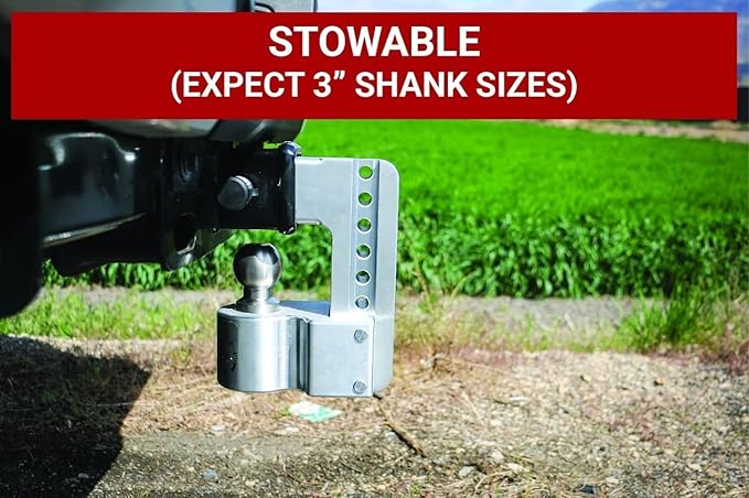 Weigh Safe Aluminum Adjustable Trailer Hitch - Towing Hitch with Built-In Tongue Weight Scale - Compatible with 2.5" Receivers - 8" Drop, Stainless Steel Tow Balls, 18,500 GTW, 4-Piece Lock Set