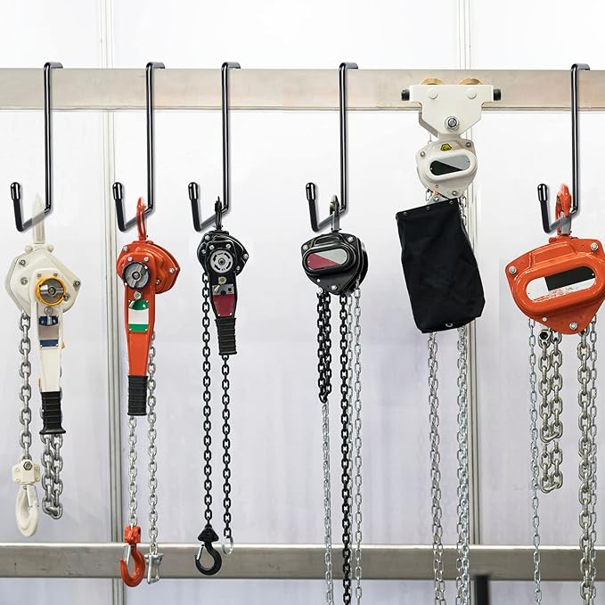 DINGEE Heavy Duty 8 Pack Vinyl Coated Hooks for Hanging and Organizing, Large Ladder Hooks, Garage Bike and Tool Hanger, Black