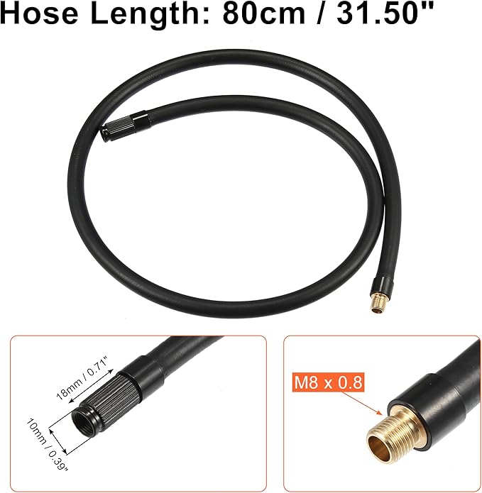 X AUTOHAUX 80cm Threaded Tire Inflator Extension Hose Chuck Adapter Air Pump Tube Tire Valve Connection Pipe for Car Truck Bike MTB Portable Compressor Copper Rubber