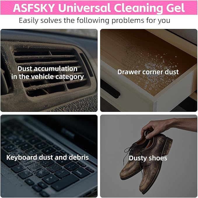 ASFSKY Reusable Car Cleaning Gel with Strong Adhesion - Ideal for Car Interiors (Air Vents, Dashboards, Seat Gaps), Electronics (Keyboards, Laptops, Game Consoles), Home Appliances (3, Rose Red)