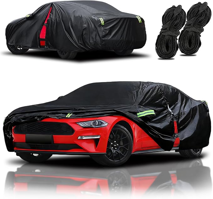 Car Cover Compatible with for Ford Mustang/Shelby 1965-2025, Waterproof All Weather for Automobiles, Outdoor Full Cover Rain Sun UV Protection, Black