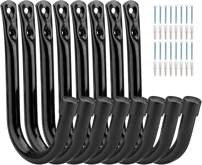 Heavy Duty Garage Storage Hooks, 3.4Inch J Utility Garage Wall Hooks for Hanging, 8 Pack Wall Mounted Hanging Hooks