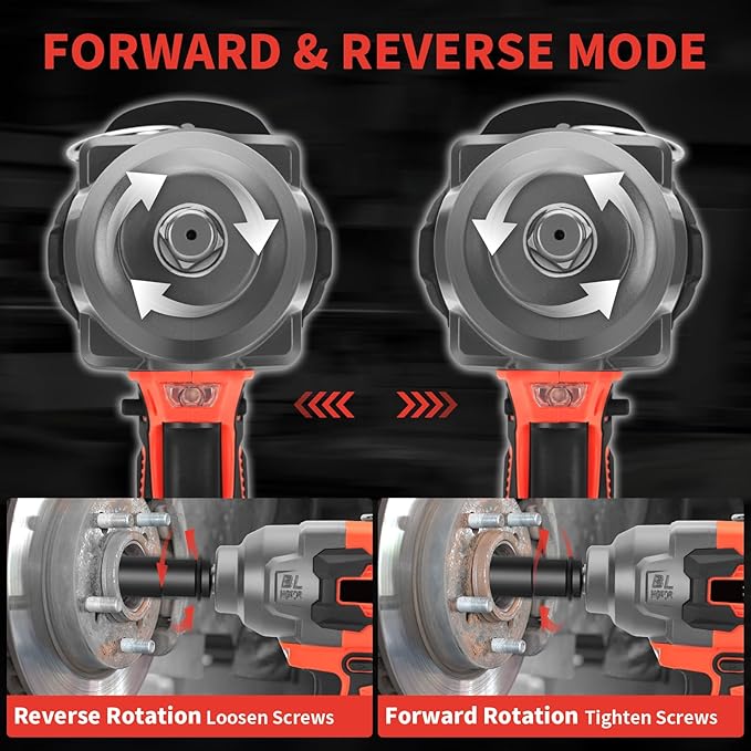 STRCEAT 1/2" Cordless Impact Wrench 1000N.m (737ft-lbs),21V Brushless High Torque Impact Gun with 2×4.0Ah Batteries,6 Sockets,Extension Rod,LED Light for Truck Mower Car Industrial Repair