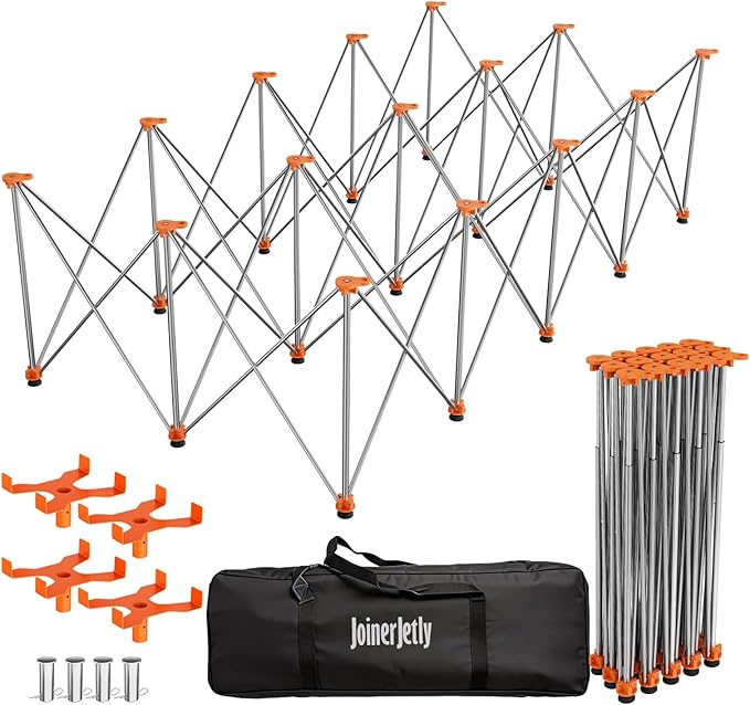 8'x4' Heavy Duty Portable Folding Workstand - 6,500 lbs Capacity Collapsible Workbench with Thickened Legs, Round Steel X-Braces & 4" Adjustable Leveling Feet - Instant Setup for Jobsite & Garage