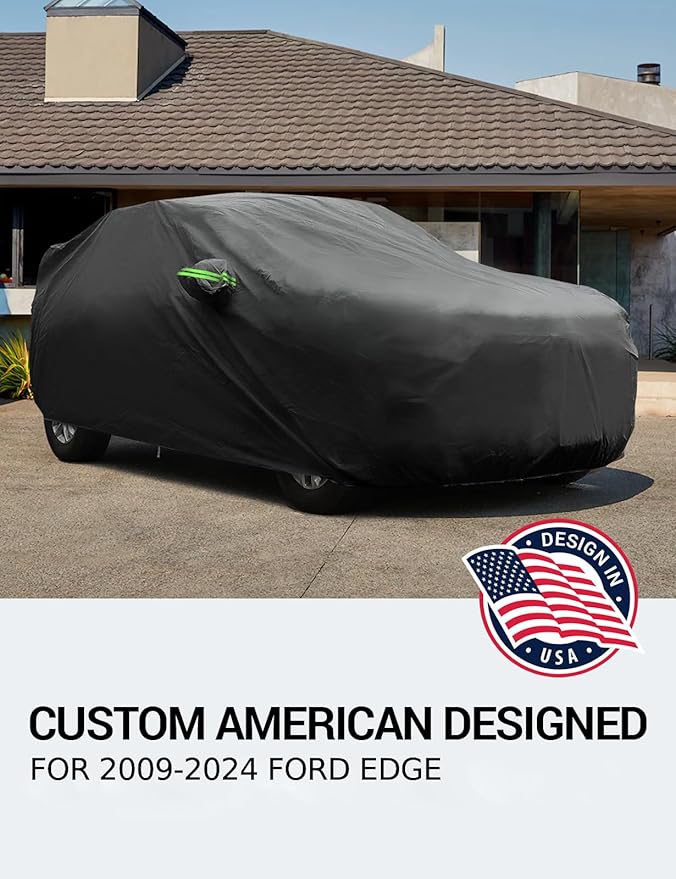 Proadsy Car Cover for 2009-2024 Ford Edge, Waterproof All Weather for Automobiles, Windproof Snowproof Rain Hail Sun UV Protection Full Outdoor Indoor Exterior Car Covers, Black
