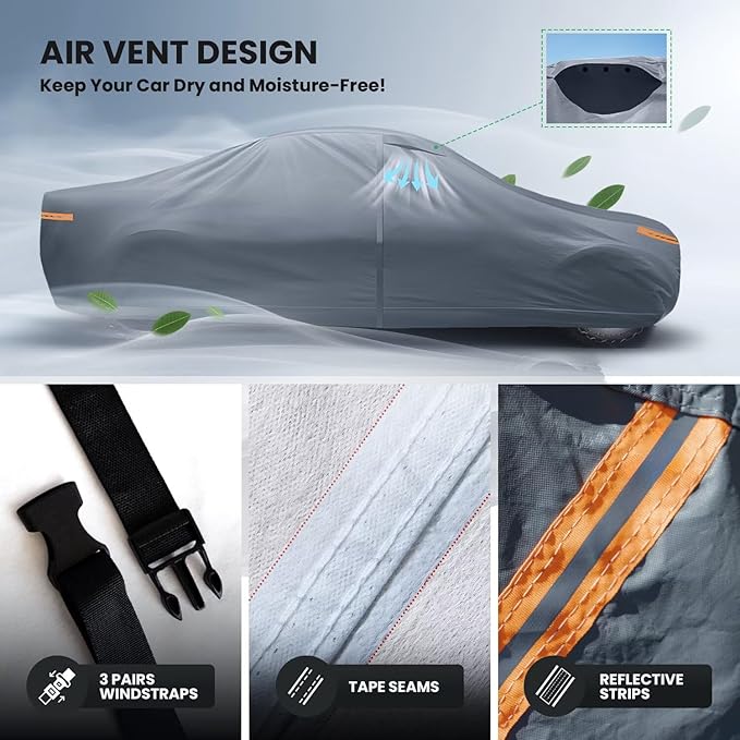 2026 Upgrade Car Cover for Coupe Sports Sedan Waterproof All Weather, Universal Fit Audi TT, BMW Z4, Porsche 718 Boxster Cayman, Nissan Versa/240SX, Subaru BRZ, Mazda RX-8, Toyota Supra etc.