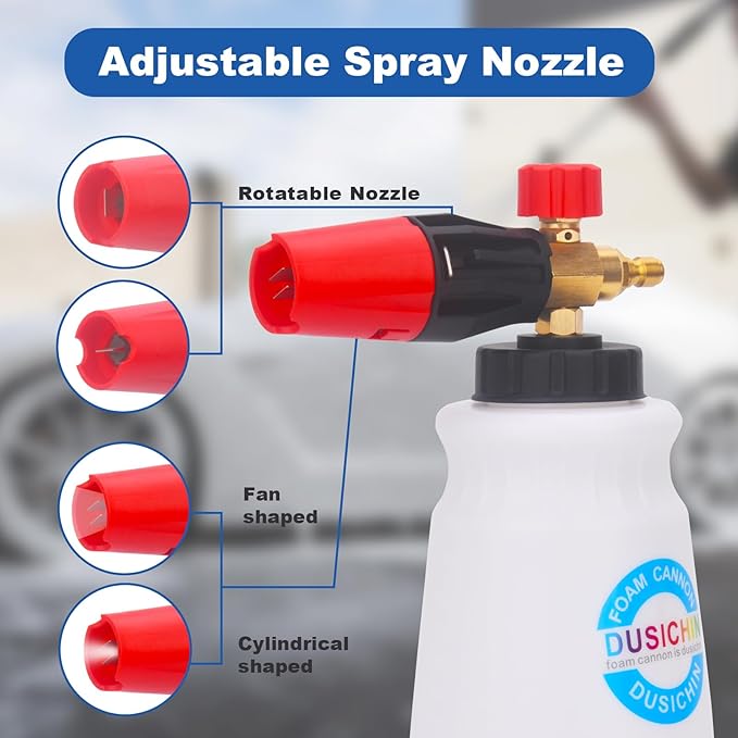 DUSICHIN Foam Cannon Short Pressure Washer Gun 1/4 Inch Quick Connector,5 Pressure Washer Nozzle Tips Car Wash Foam Gun 3/8'' Swivel Quick Connector,M22-14mm M22-15mm Fitting,Not Use with Garden Hose