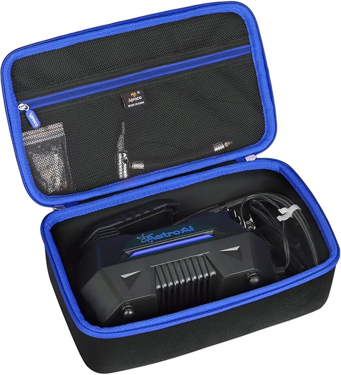 Aproca Tire Inflator Case Compatible with AstroAI Portable Air Compressor Tire Air Pump and Accessories-Black with Blue Zipper (Case Only)