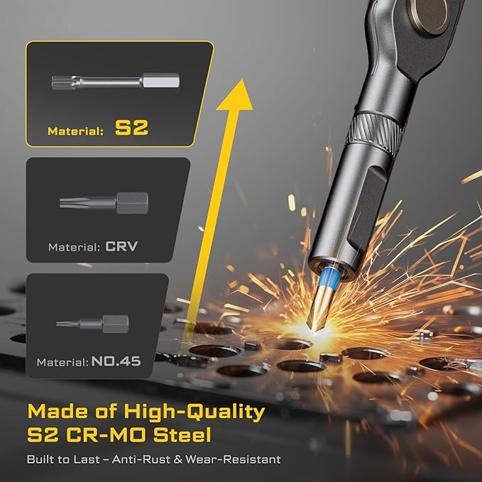 74 in 1 Magnetic Screwdriver Set, Ratchet Screwdriver Set with Detachable Allen Wrench T Handle & Storage Case, Gift for Men & Dad，Repair Tool Kit for Furniture, Electronics, Bicycle, DIY, Gadget