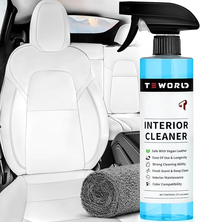 Tesla Seat Cleaner & Remover Stain, Interior Cleaner for White & Black Vegan Leather, Interior Cleaning Kit for Seats, Console, Dash, Tesla Model 3, Y, S, X, Cybertruck Accessories