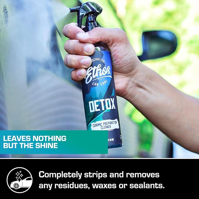 Ethos DETOX - Ceramic Coating Prep Spray, Panel Wipe, Glass Cleanser - Remove Your Old Ceramic Coating, Wax, or Sealant - Multi-Purpose Formula - Leaves Nothing But the Shine