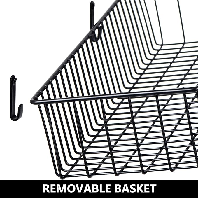 Wetheny Farmhouse Décor Metal Wire Organizer Storage Basket Bin(8 Pack)-Toilet Paper Storage-Organization and Storage for Bedroom, Bathroom, Kitchen Cabinets, Pantry, Laundry Room, Garage (Black)