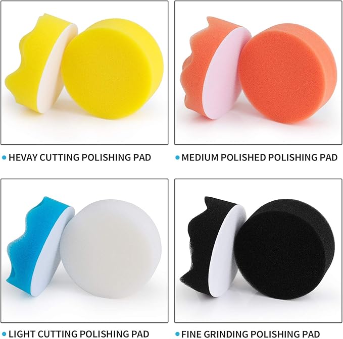 3 Inch Drill Buffing Pad, 11 Pcs Car Foam Polishing Pads Kit, Drill Buffer Polisher Attachment Buffing Kit for Car Polishing, Waxing, Sealing Glaze