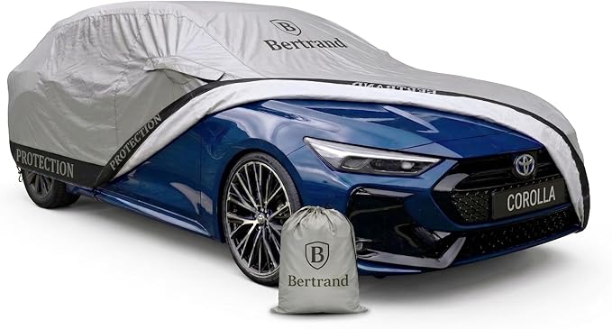 BERTRAND Premium Sedan Car Cover (185 x 71 - Size - A2) - Waterproof All Weather | Mirror Pockets + Door Zipper | Cotton-Lined | UV Protection + Reduces Hail Impact | Large Sedans