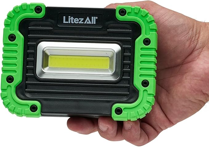LitezAll 1000 Lumen Compact Kickstand Work Light, Ultra Bright LED Utility Light with Adjustable Stand for Garage, Job Site, Emergency, or DIY Use – Battery Operated and Portable