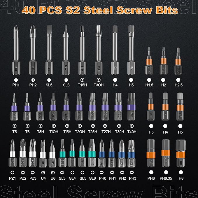 42 In 1 Magnetic Ratchet Screwdriver Set, T Handle Ratcheting Screwdriver Set with Storage Case, Multi Bits, Repair Kit for Computer, Eyeglass, Bicycles, Watch, Furniture, DIY (Orange)