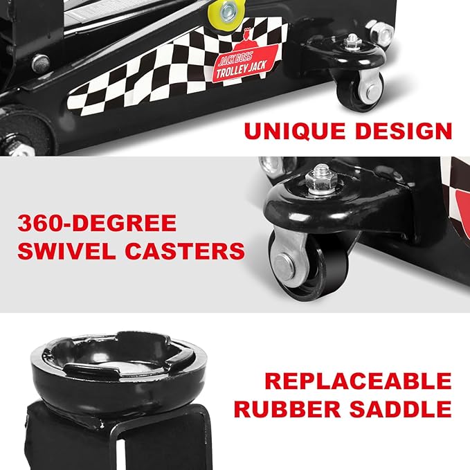 Jack Boss Floor Jack 1.5 Ton (3,000 LBs) Hydraulic Car Jack, Lifting Range from 5.1 Inch to 12.6 Inch, Fits Sedans Automotive Black