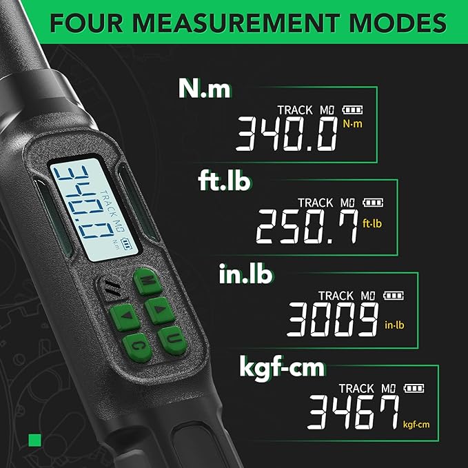 Digital Torque Wrench 1/2 Drive,12.54-250.8 ft-lbs, for Moto&Car Maintenance