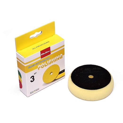 Maxshine 3" Universal Cross Cut Polishing Foam Pad – Hook & Loop – Compatible with DA & Rotary Polishers – Cross Cut Design for Heat Control & Efficient Compound Application