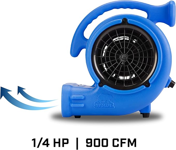 B-Air VP-25 1/4 HP 900 CFM Air Mover for Water Damage Restoration Equipment Carpet Dryer Floor Blower Fan Home and Plumbing Use, Blue